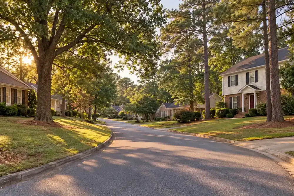 Illustration of a typical residential street in the Candler-McAfee, GA area
