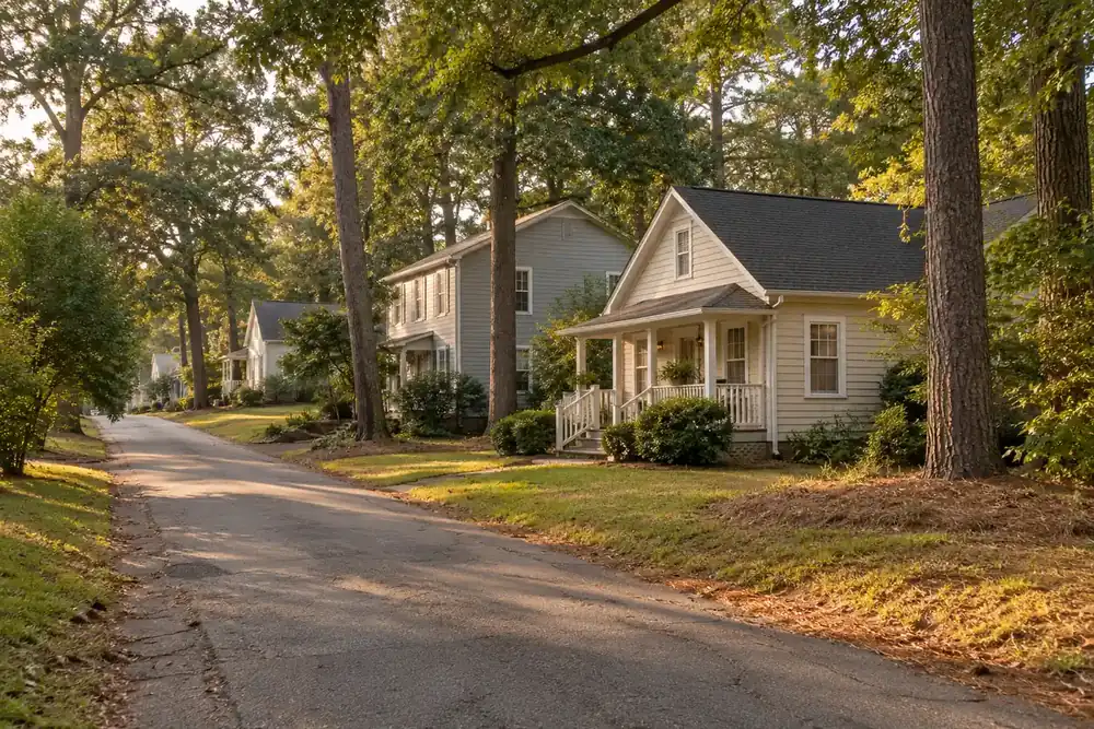 Illustration of a typical residential street in the Scottdale, GA area
